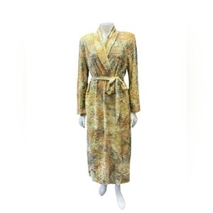 Diamond Tea Vintage Wrap Robe Floral Gold/Yellow/Green Size Large EUC